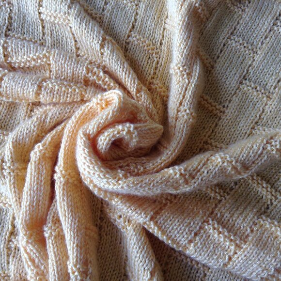 Hand Knit Baby Blanket in Sunshine Yellow - Picture 4 of 6